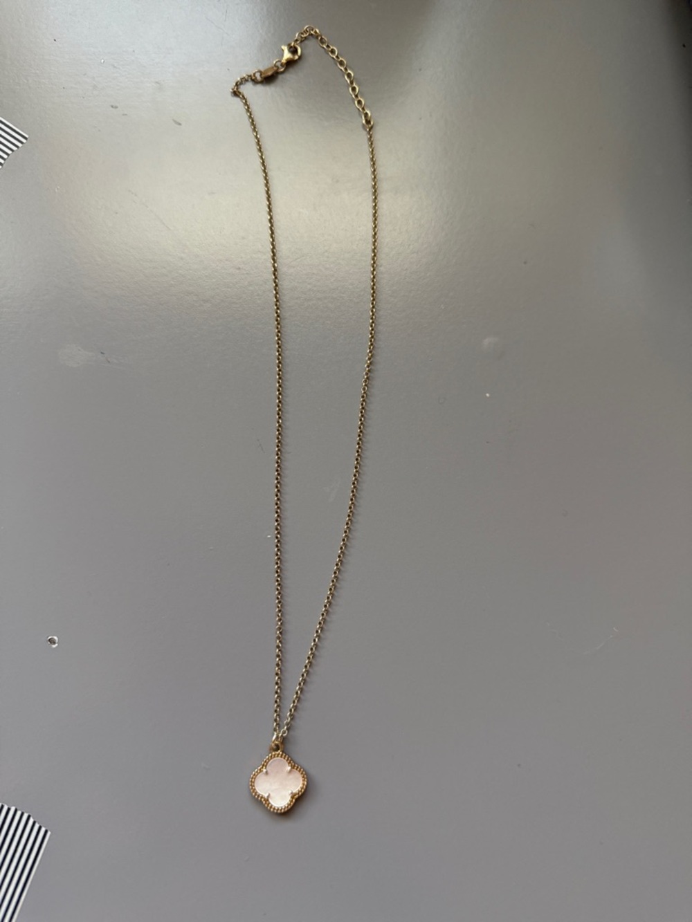 Gold Chain Necklace with Clover Pendant